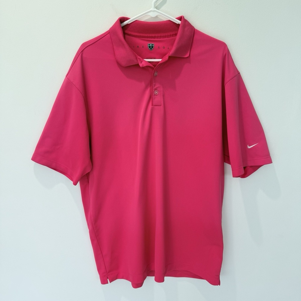 Nike Golf Performance Dri-Fit Pink Polo Shirt Size Large Swoosh Unique Color